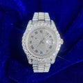 Moissanite Presidential Watch | 41MM | Roman Numeral Dial | 18.3CT Iced Out | 14K White Gold - White Gold
