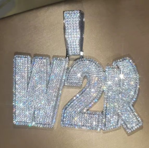 Custom Moissanite Name Number Pendant Pave 0.1 Carat 0.3CT Iced Out Diamond