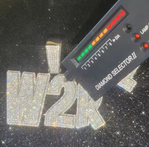 Custom Moissanite Name Number Pendant Pave 0.1 Carat 0.3CT Iced Out Diamond