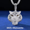 925 Sterling Silver 3D Tiger Pendant Necklace