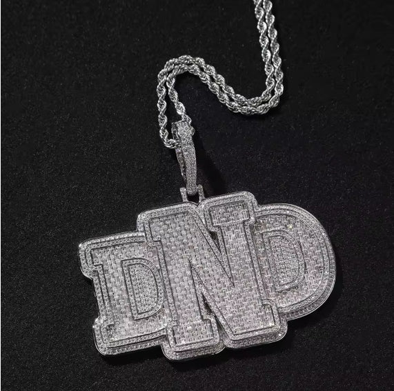 Custom BaguetteCZ Name Pendant Necklace Iced Out
