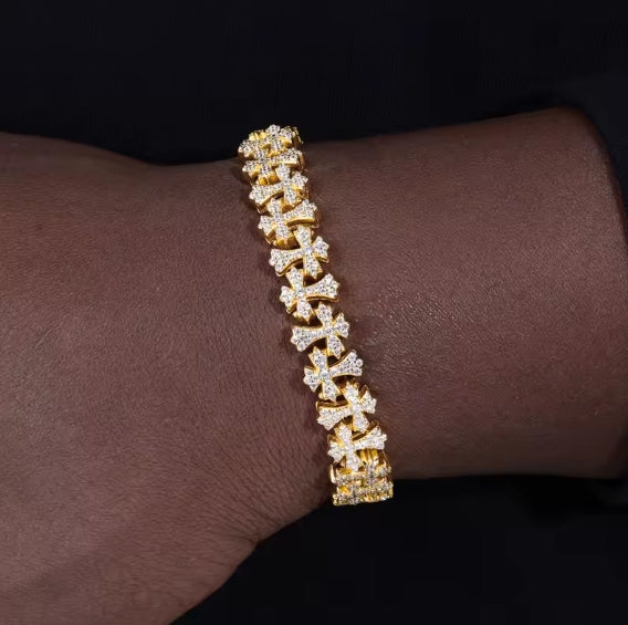 925 Sterling Silver Gothic Cross Bracelet