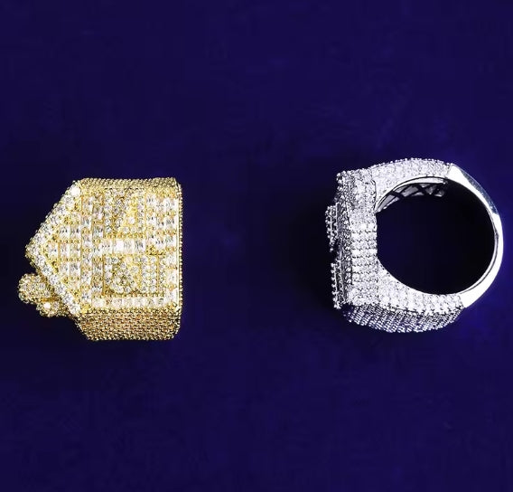 CZ Stone Paved Bling Iced Out House Finger Rings