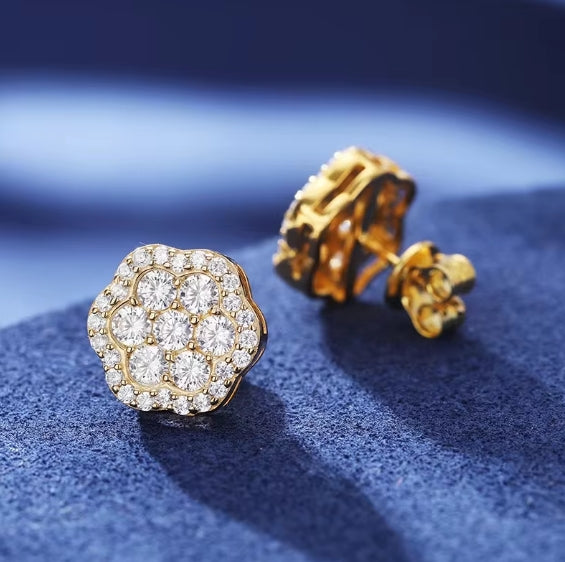 925 Moissanite Flower Stud Earrings