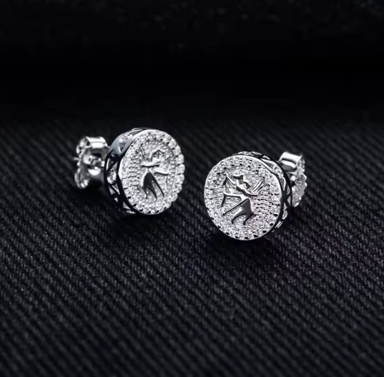 925 Sterling Silver Moissanite Angel Iced out Hip Hop Stud Earrings