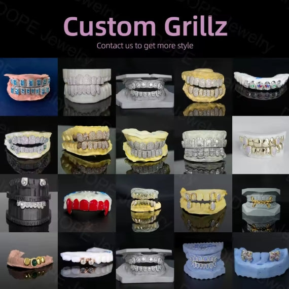Custom Teeth Grillz Princess Cut Moissanite