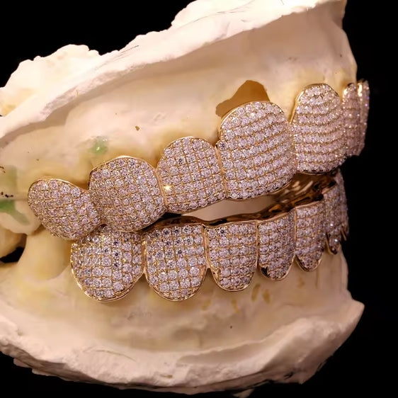 Custom Lab Grown Diamond HPHT Grillz 8 Top And 8 Bottom