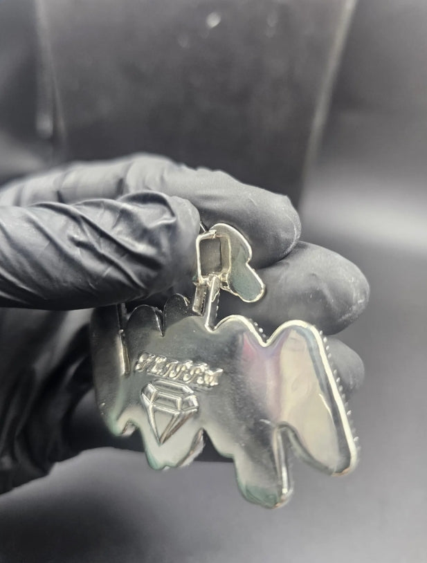 Custom Moissanite Name Pendant - Baguette & Round Cut, 14K White Gold Plated