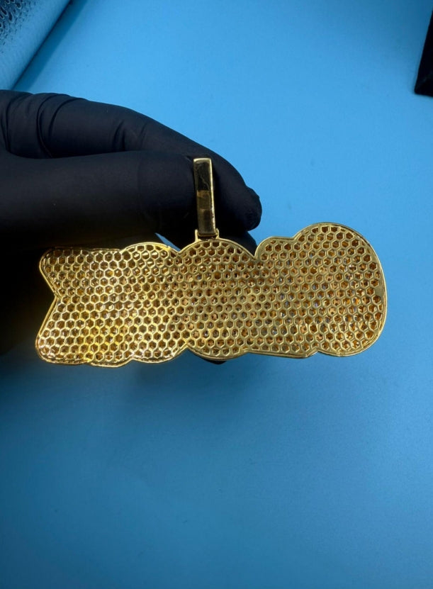 Moissanite Initial Pendant: Baguette Cut, 14K Yellow Gold Plated