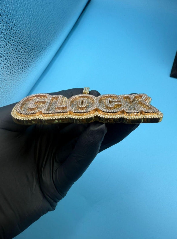 Moissanite Initial Pendant: Baguette Cut, 14K Yellow Gold Plated