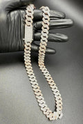 Men's Two-Tone Miami Cuban Link Chain: 18Ct Moissanite, Sterling Silver