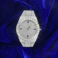 Stunning 44mm Iced-Out Moissanite Watch in 14K White Gold